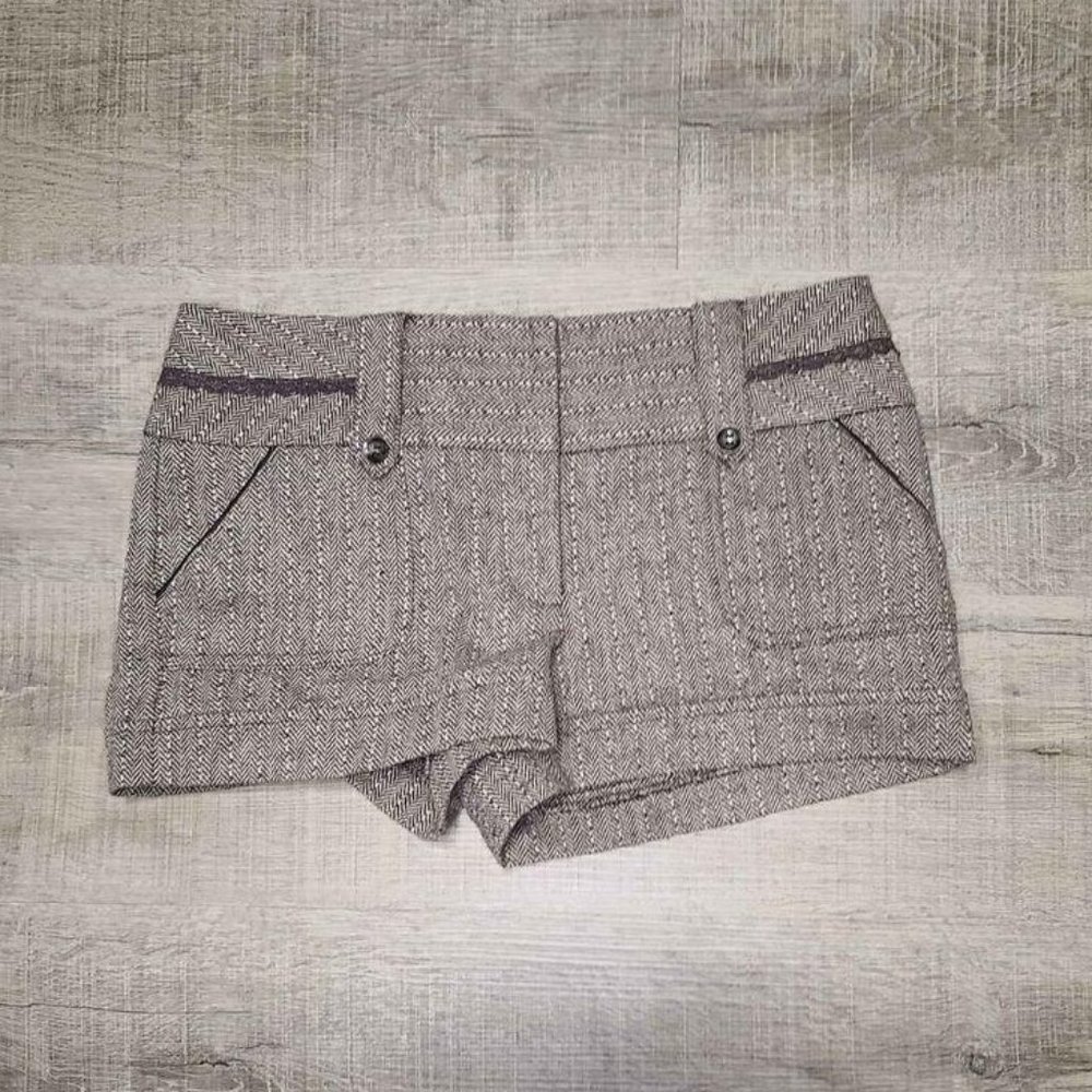Chic Brown Tweed Mini Shorts
